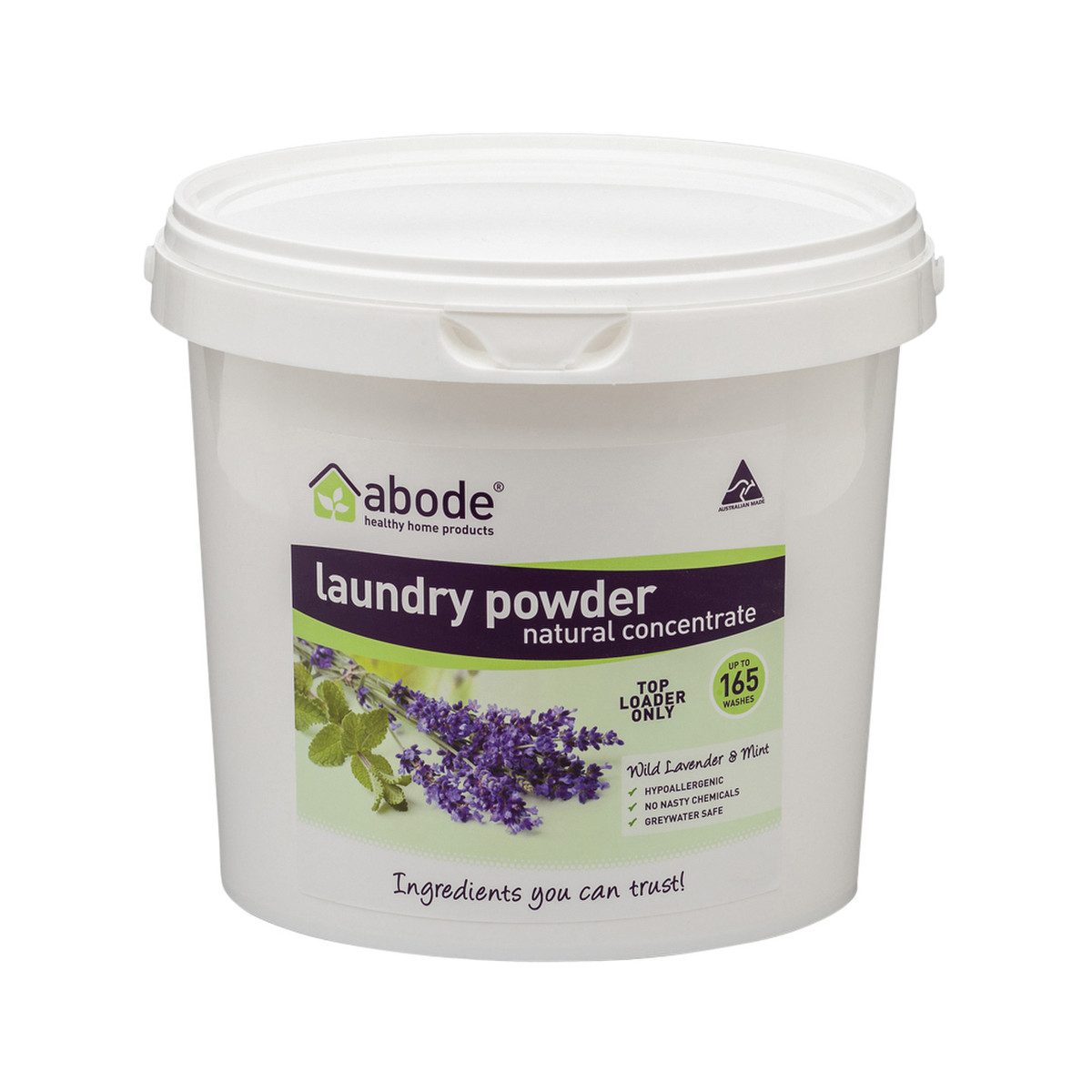 Abode Laundry Powder (Front & Top Loader) Wild Lavender & Mint Bucket 4kg